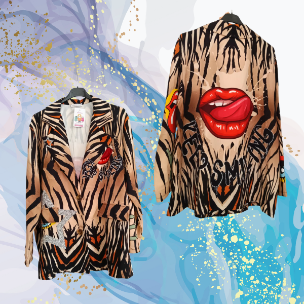 Blazer curvy sin forro print Lips