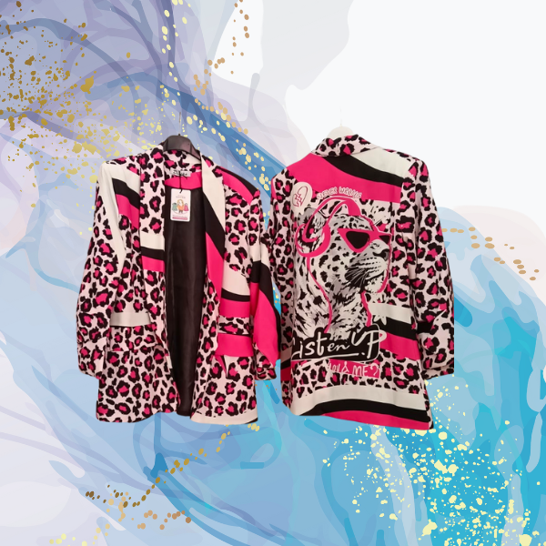 Blazer mangas rizadas Leopardo Pink