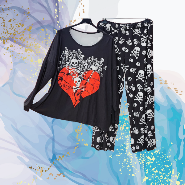 Pijama curvy calaveras