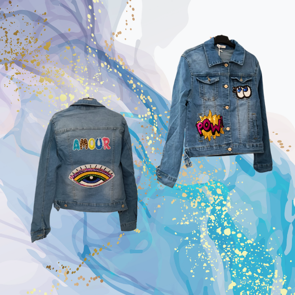 Chaqueta vaquera ajustada ojo brilli