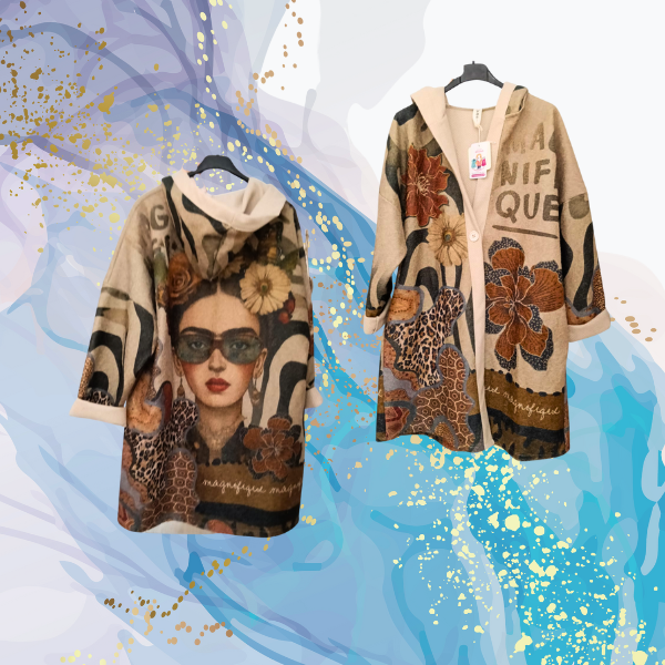Chaquetón curvy Frida paño con capucha