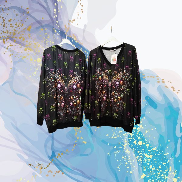 Sudadera pico Butterfly Skull