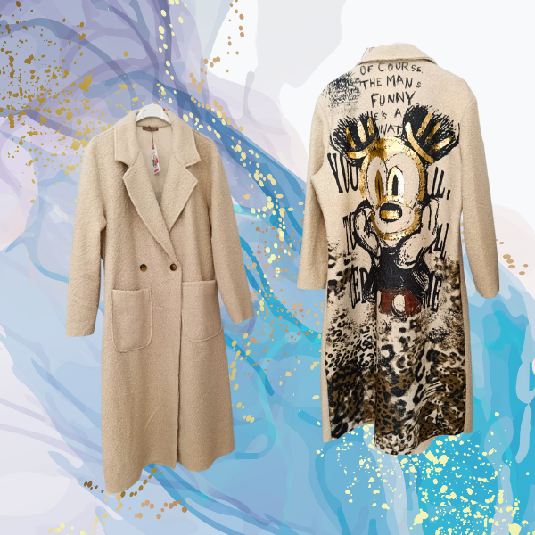 Abrigo Mickey paño rizado beige