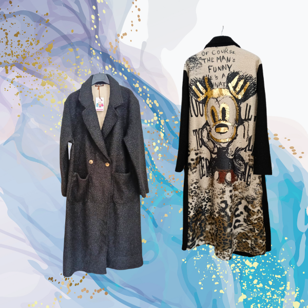 Abrigo Mickey paño rizado negro