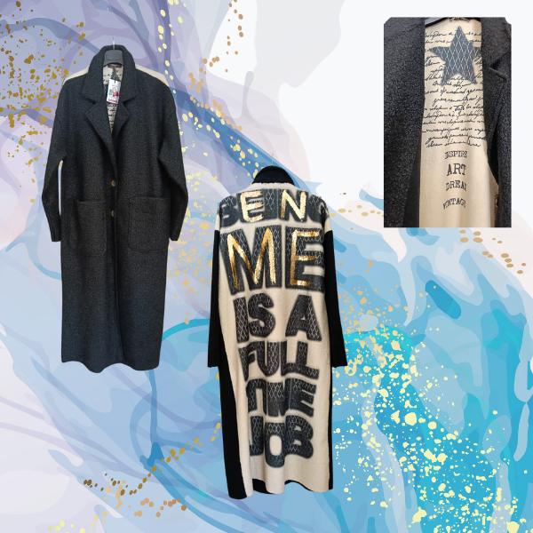 Abrigo Star paño rizado negro