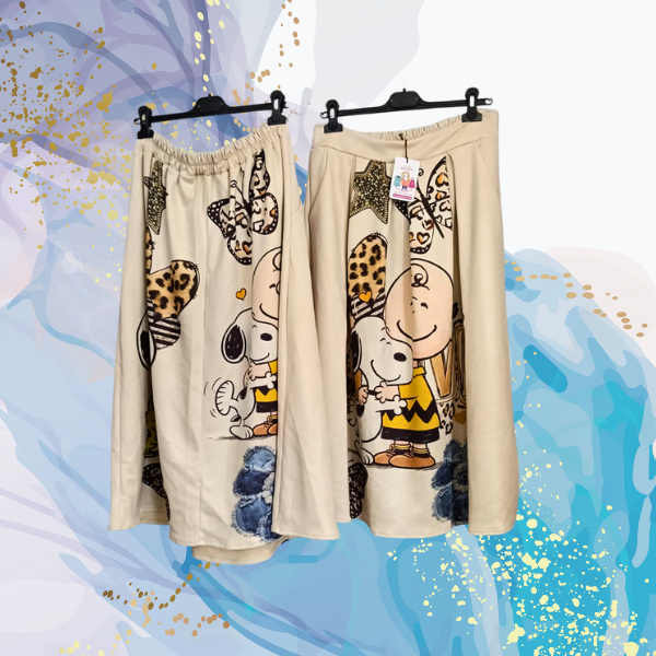 Falda antelina vuelo y bolsillos Snoopy Happy