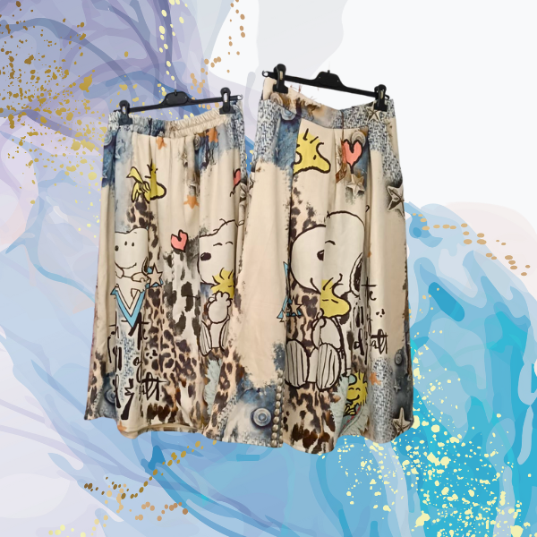 Falda antelina vuelo y bolsillos Snoopy Love
