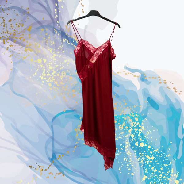 Vestido lencero asimétrico granate