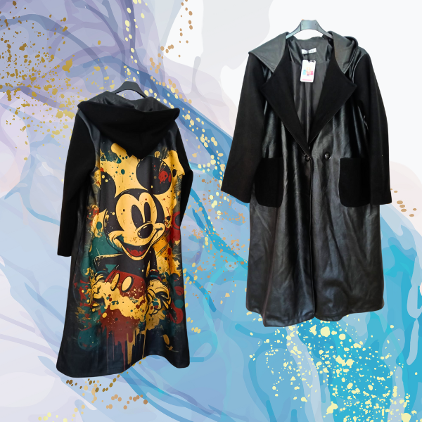 Abrigo Mickey ecopiel y paño