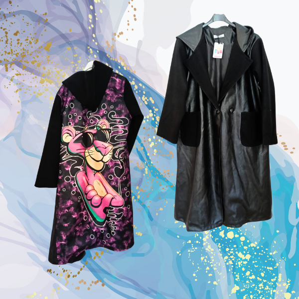 Abrigo Pantera Rosa ecopiel y paño