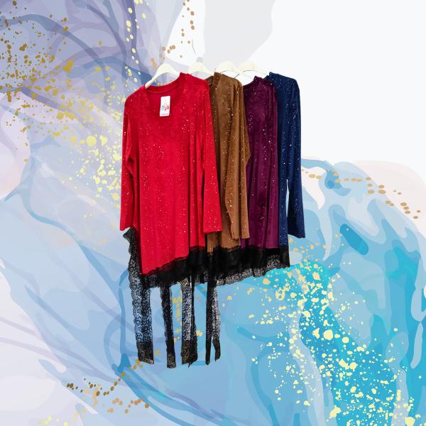 Blusón curvy asimétrico brilli aterciopelado