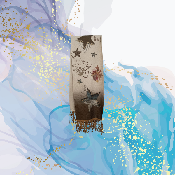 Bufanda lana flecos Estrellas Love