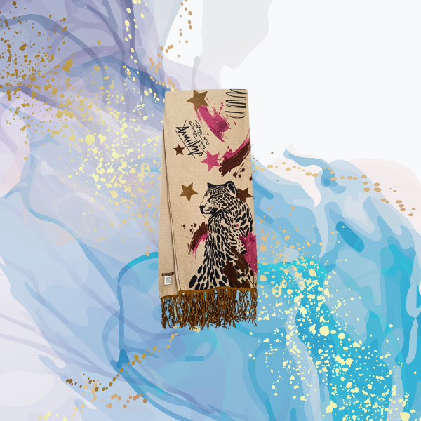 Bufanda lana flecos Leopardo