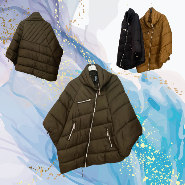 Chaquetón tipo poncho acolchado “Plumas Chic” – Curvy & Original