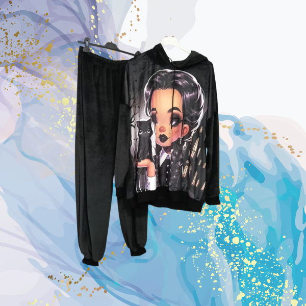 Conjunto Miércoles Addams aterciopela curvy