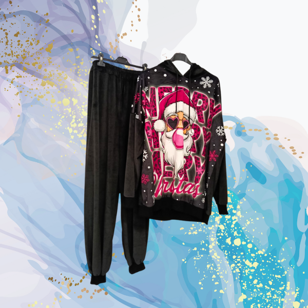 Conjunto Navidad Santa Pink curvy aterciopelado