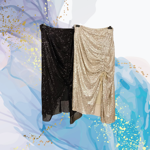 Falda lentejuelas drapeada