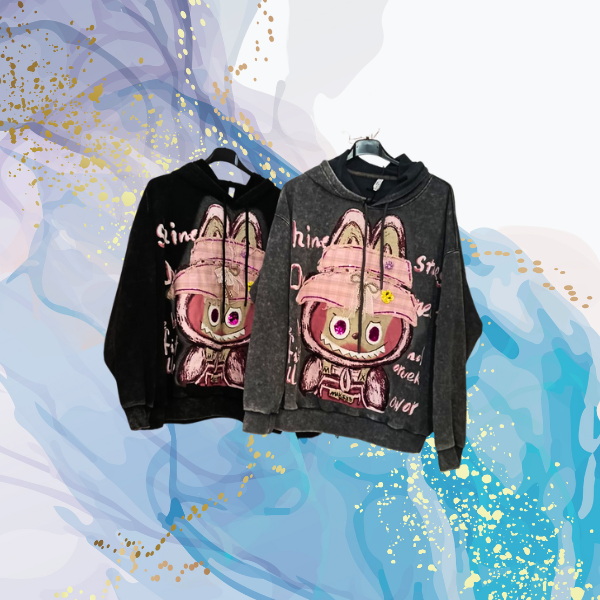 Sudadera lavada con lentejuelas Labubu