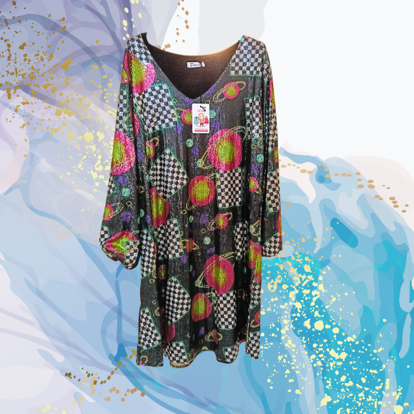 Vestido lentejuelas talla curvy Planetas