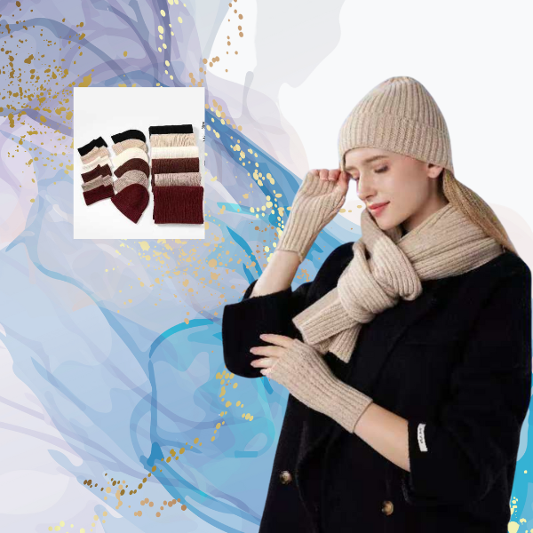 Guantes sin dedos gorro bufanda