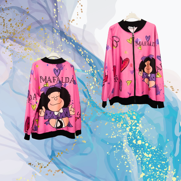 Bomber Mafalda rosa oversize afelpada