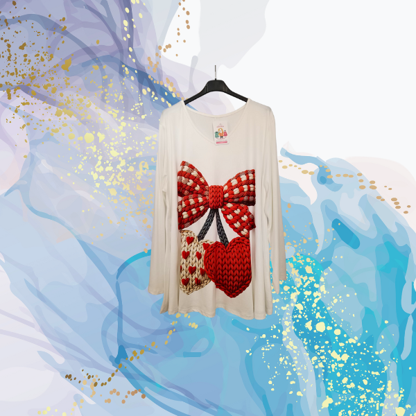 Camiseta curvy Cerezas evasé