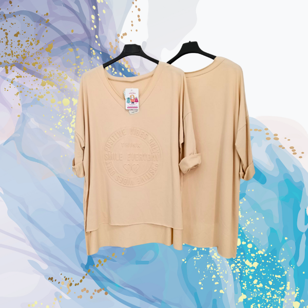 Camiseta Smile mangas francesas algodón