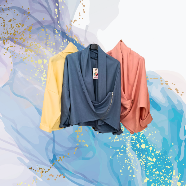 Chaqueta cuello cascada cremallera chic