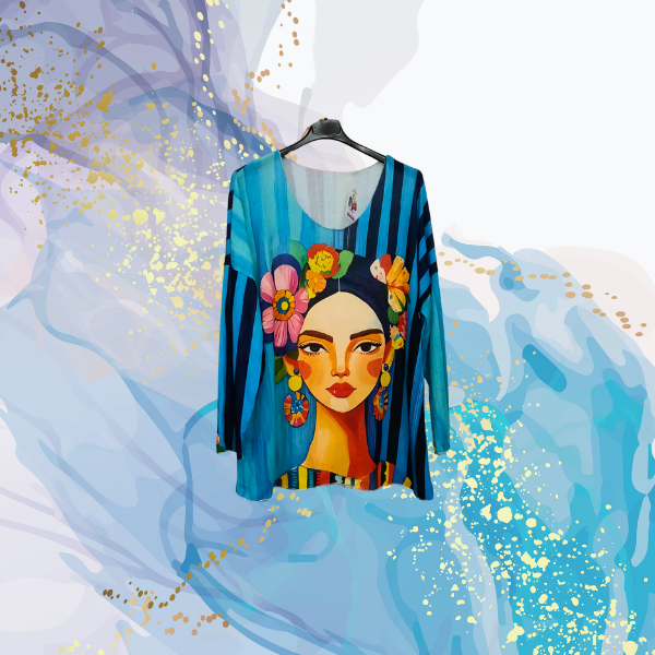 Jersey curvy Frida rayas blu