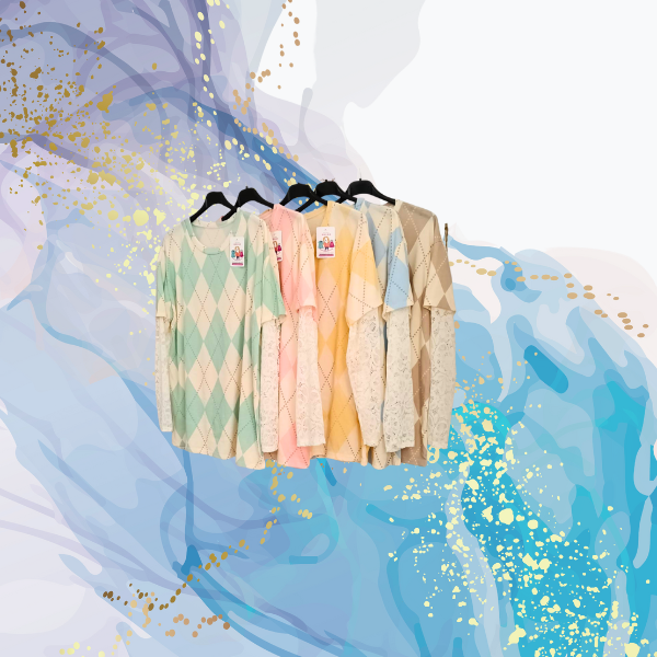 Jersey rombos corazones mangas encaje