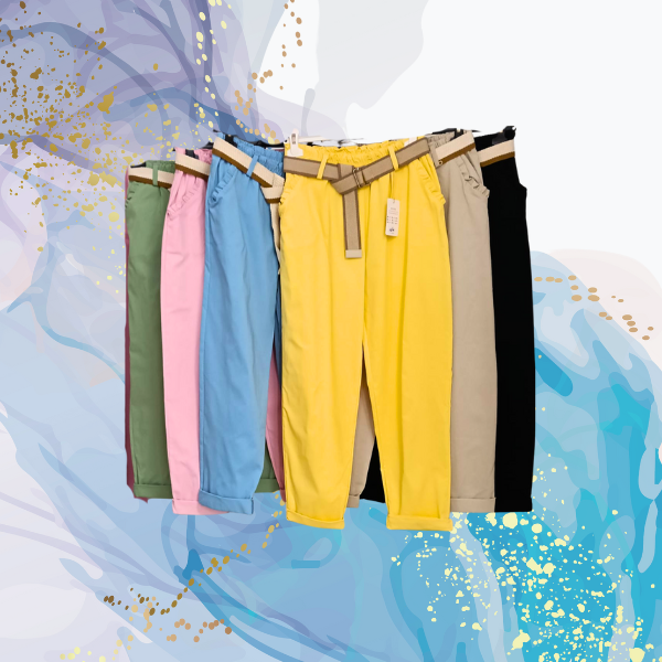 Pantalón recto chic volantes