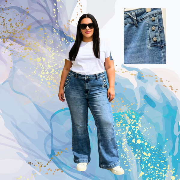 Vaqueros curvy botones brilli