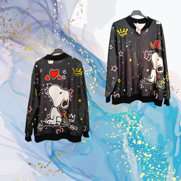 Bomber Snoopy Cuori afelpada oversize con bolsillos