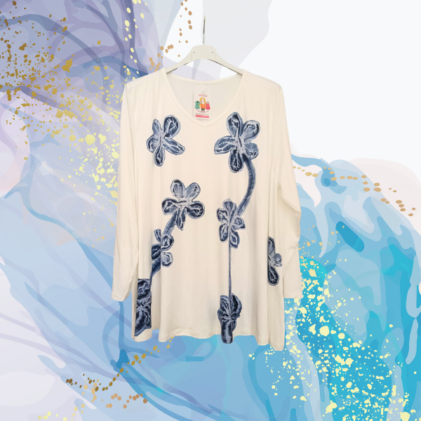 Camiseta curvy flores vaqueras evasé