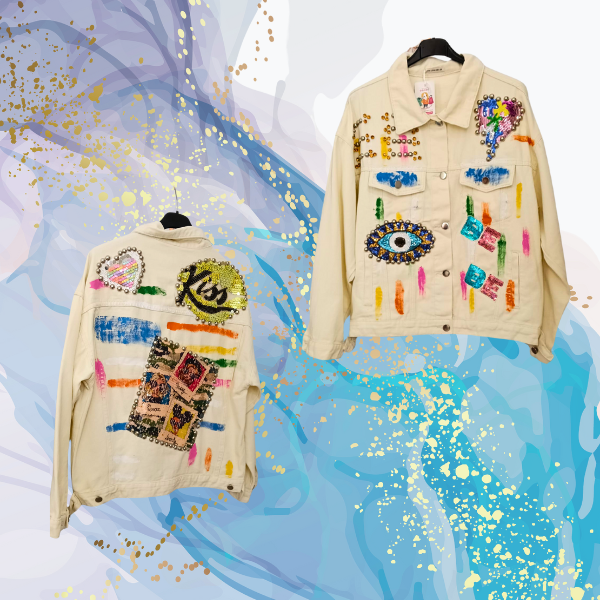 Chaqueta vaquera beige ojo brilli