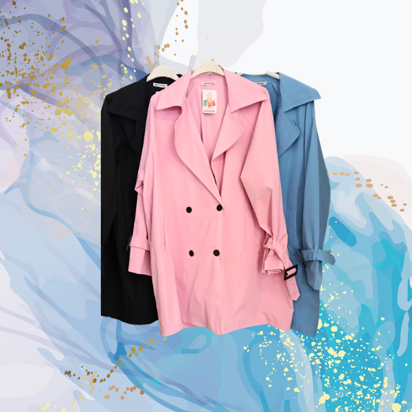 Gabardina corta lisa curvy plus