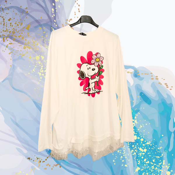 Camiseta Snoopy Primavera encaje y brilli