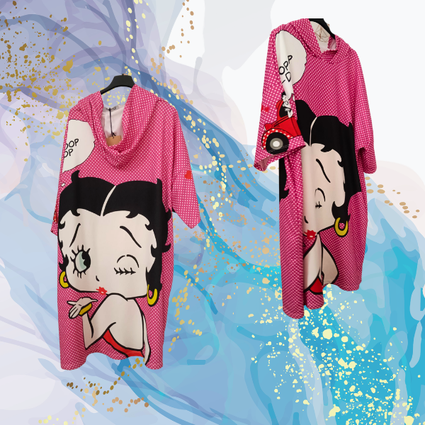 Vestido sudadera Betty topos curvy capucha